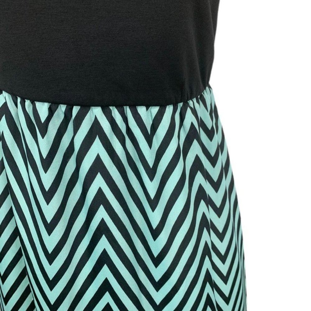 Love, Fire Strapless Chevron Maxi Dress Knit Bust Georgette Skirt Unlined L - Picture 3 of 7